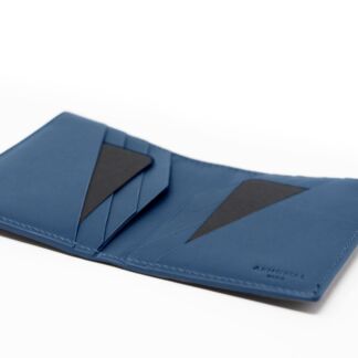 PORTE CARTES DOUBLE CUIR LISSE - BLEU NAVY