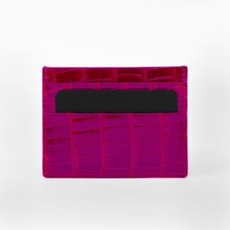 PORTE CARTES CROCO - FUCHSIA